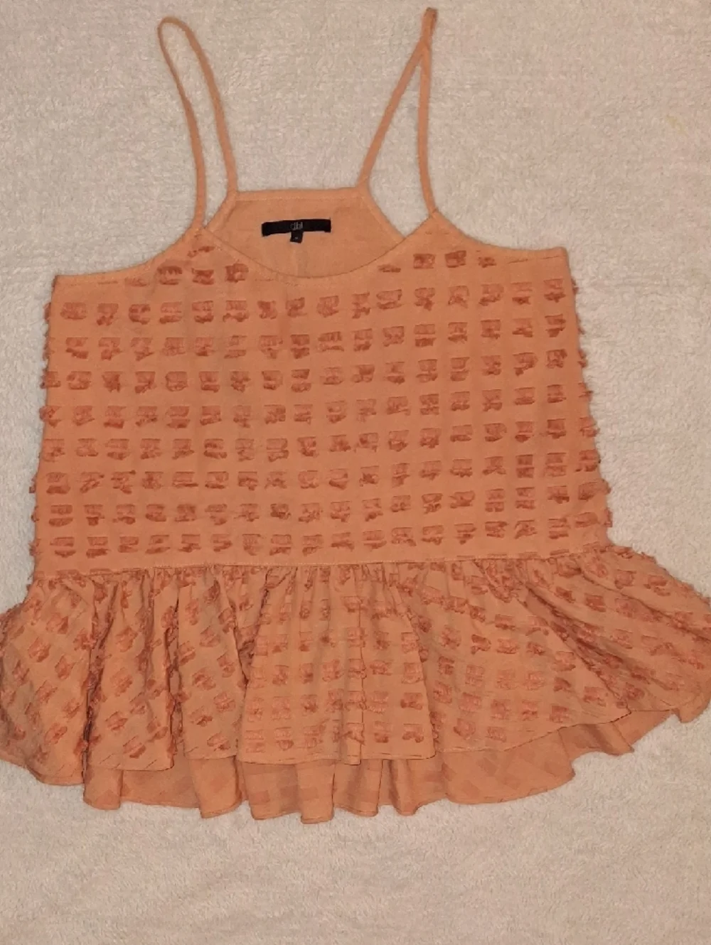 Tibi Peach Textured Ruffle Tank - Picture 7 of 9